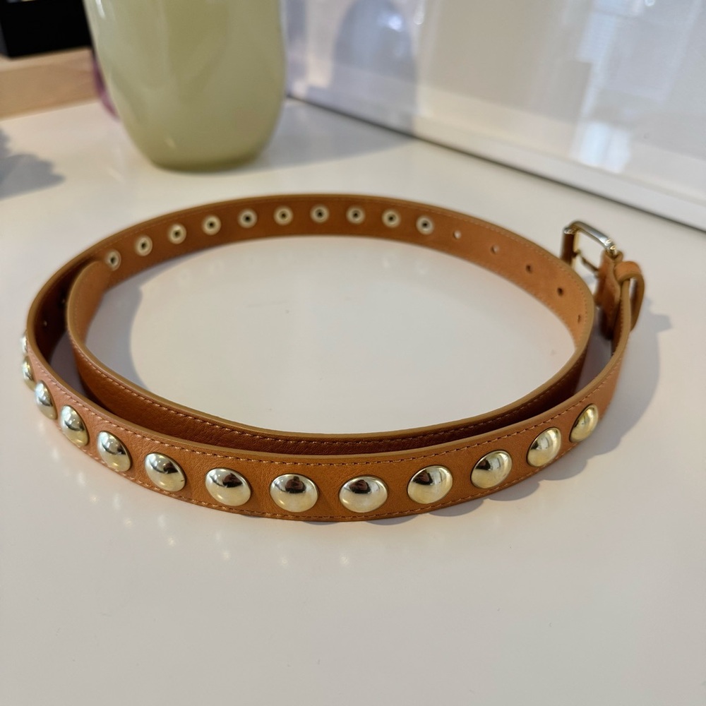 Ulla Johnson - Gold Studded Brown Leather Belt (P/S)